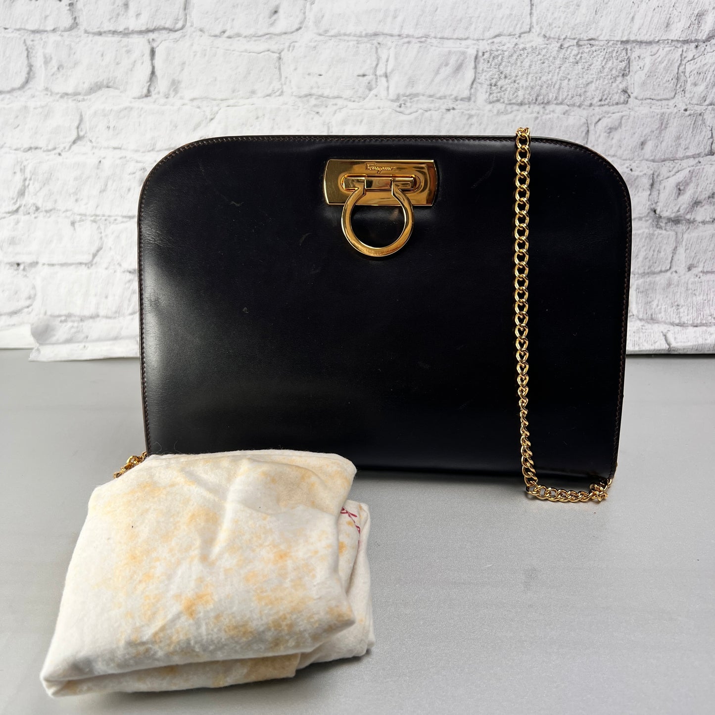 Ferragamo Black Handle Bags A-14443
