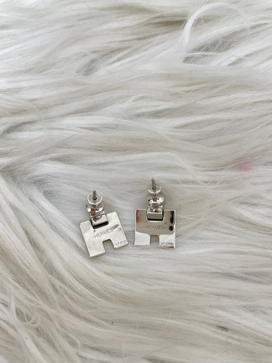 Hermes Silver Earrings A-15606