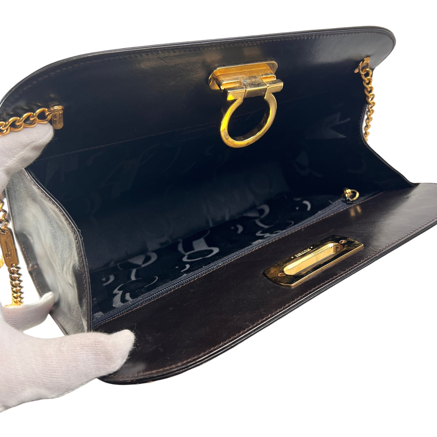 Ferragamo Black Handle Bags A-14443
