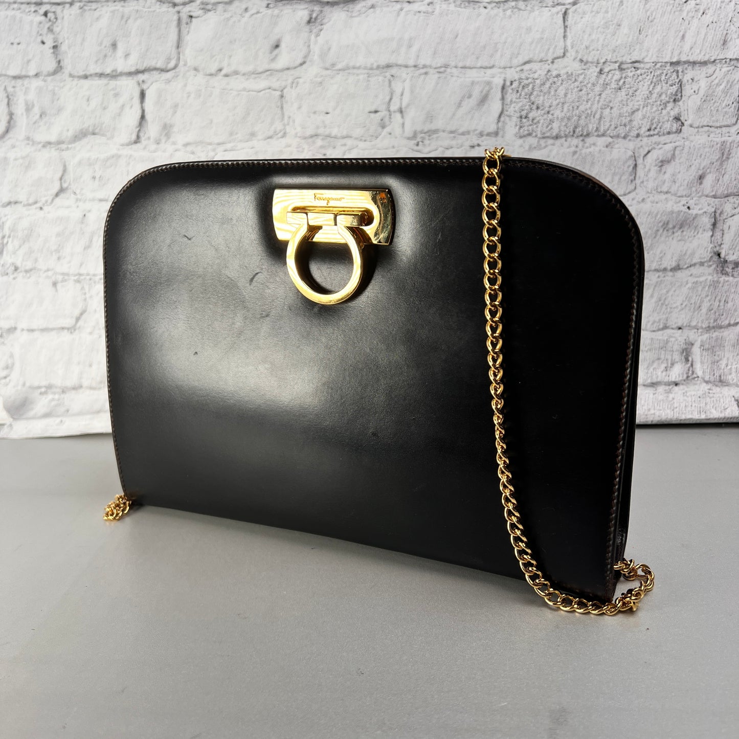 Ferragamo Black Handle Bags A-14443