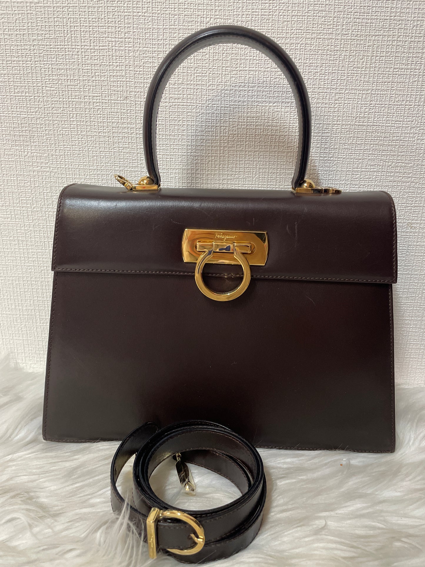 Ferragamo Brown Handle Bags A-15553