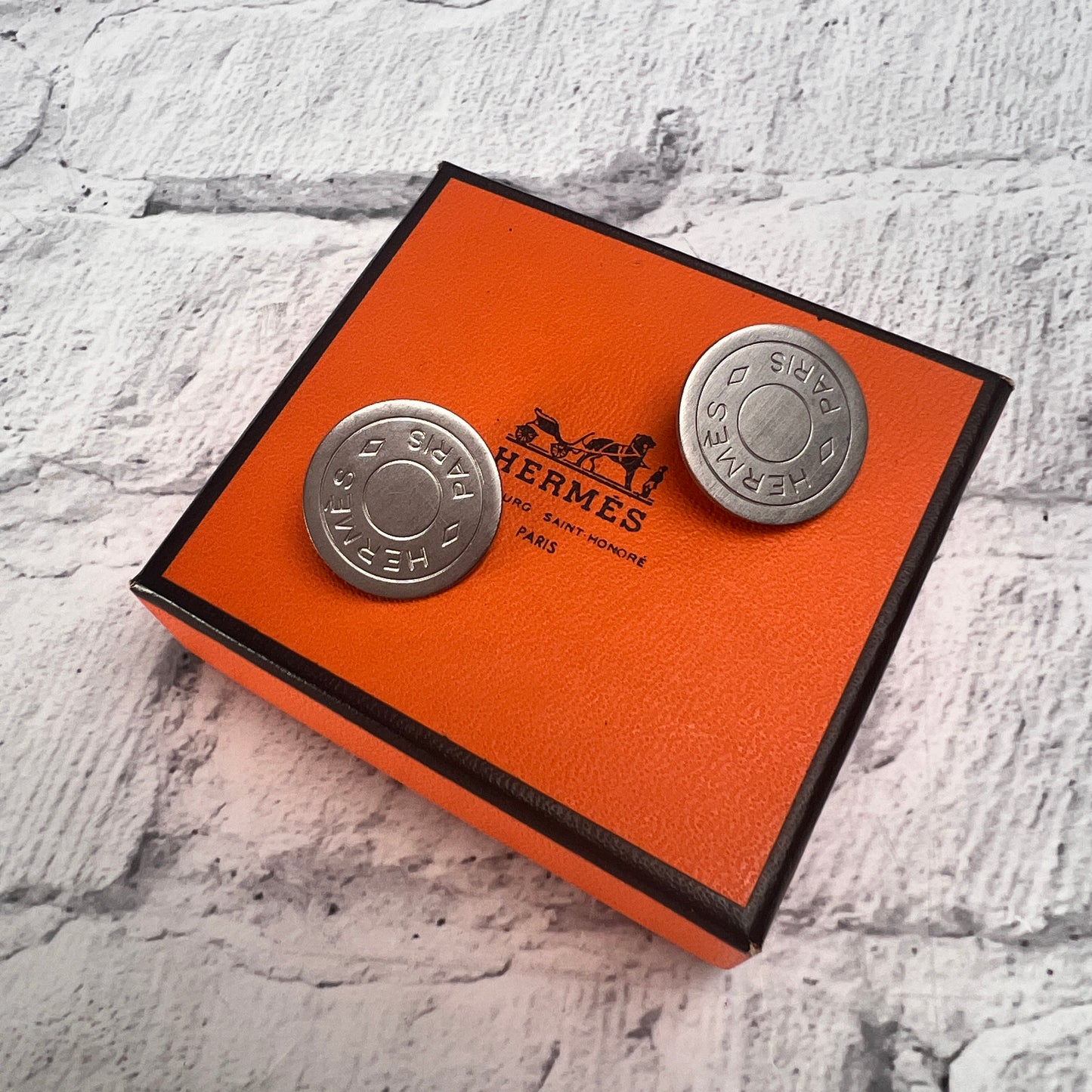 Hermes Silver Earrings A-15614