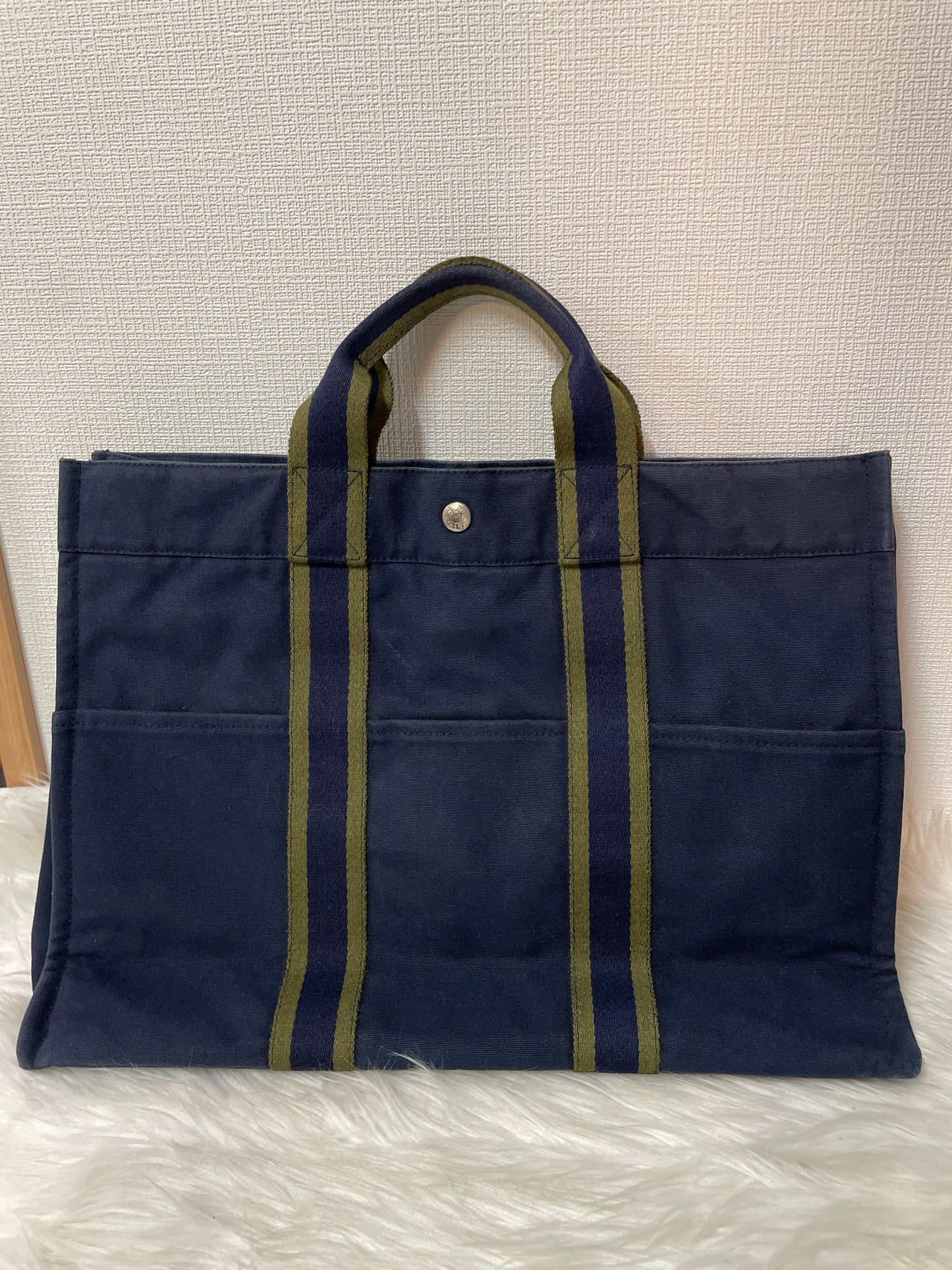 Hermes Navy Tote Bags A-15817