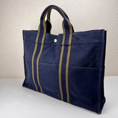 Hermes Navy Tote Bags A-15817