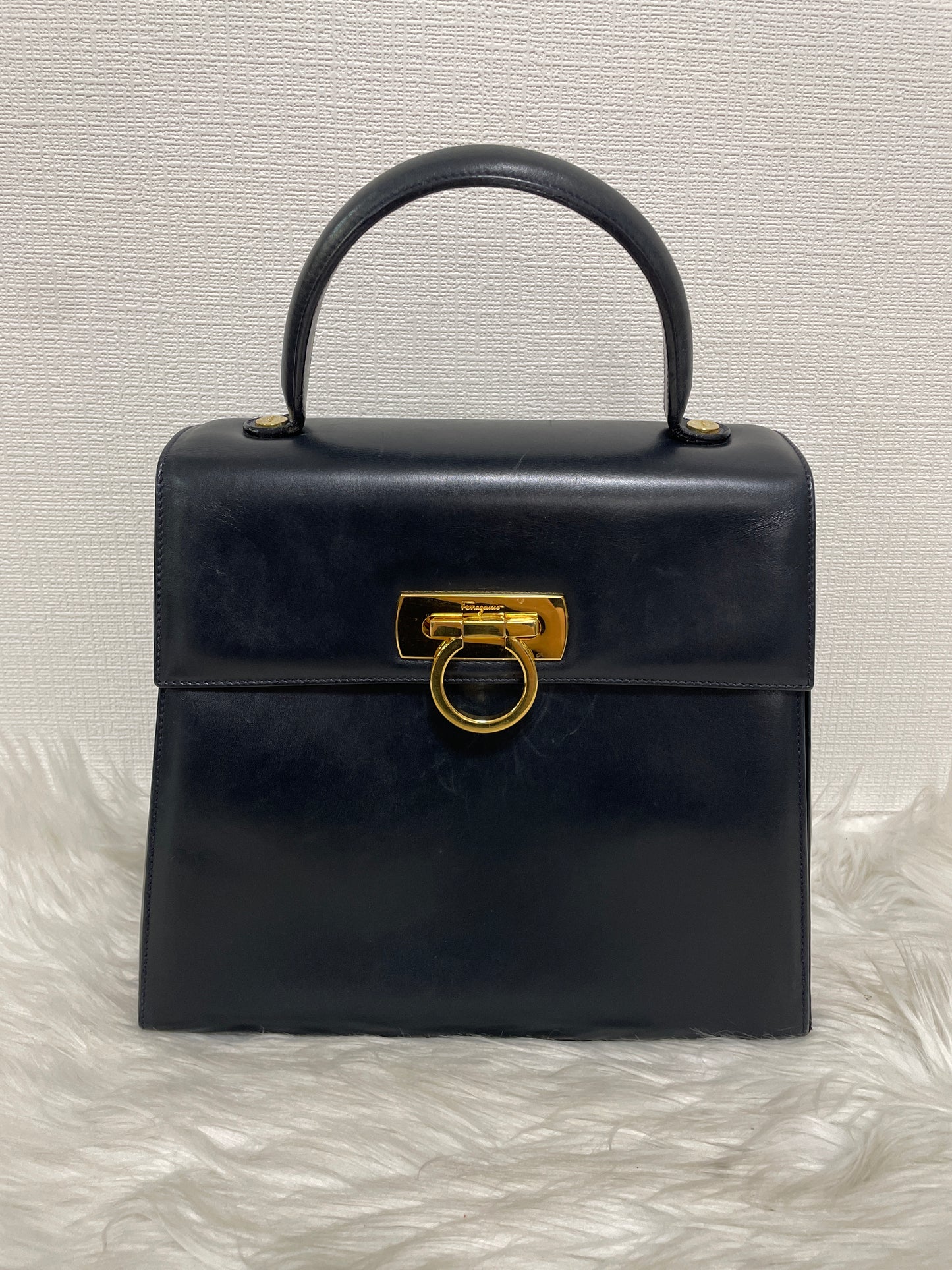 Ferragamo Navy Handle Bags A-15819