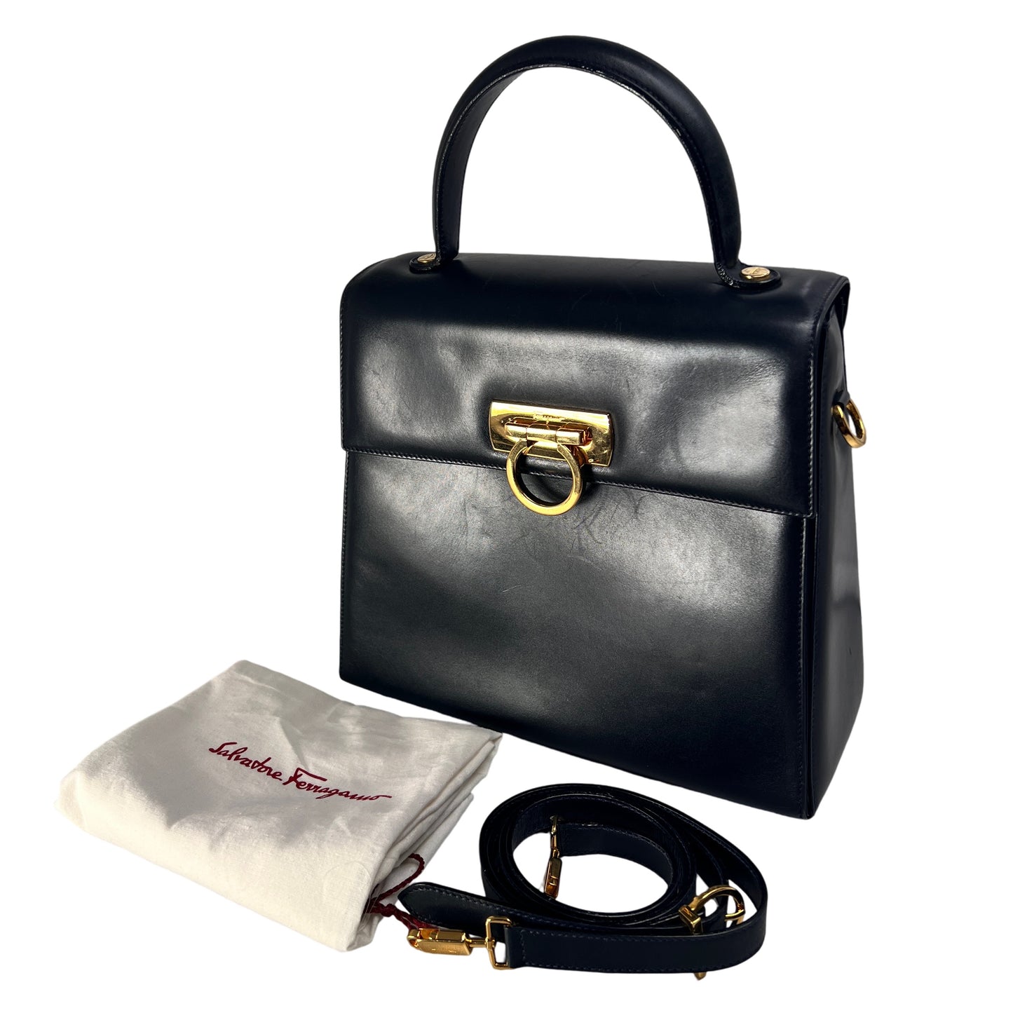 Ferragamo Navy Handle Bags A-15819