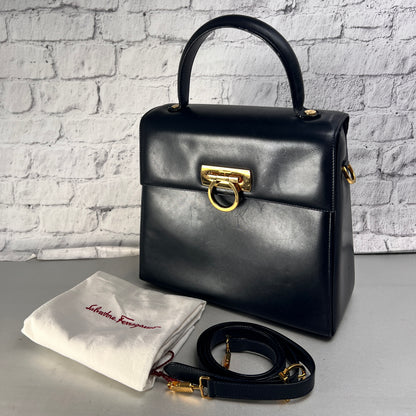 Ferragamo Navy Handle Bags A-15819