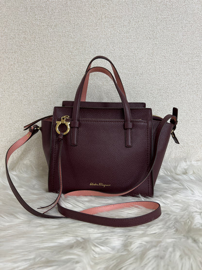 Ferragamo Bordeaux Handle Bags A-16455