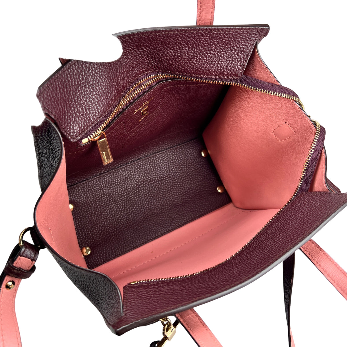 Ferragamo Bordeaux Handle Bags A-16455