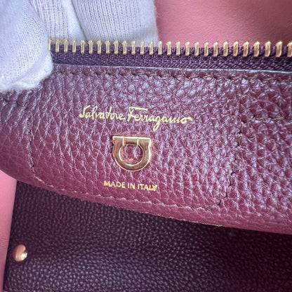 Ferragamo Bordeaux Handle Bags A-16455