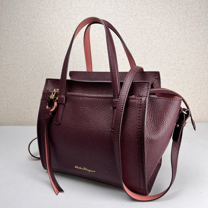 Ferragamo Bordeaux Handle Bags A-16455