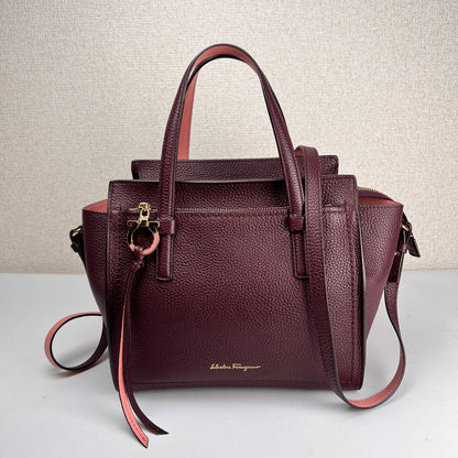 Ferragamo Bordeaux Handle Bags A-16455