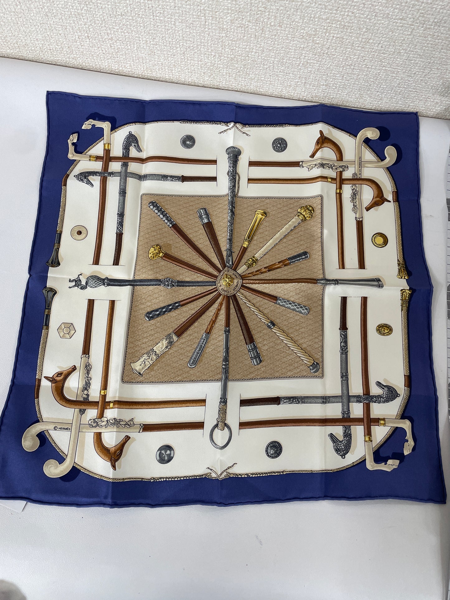 Hermes Navy Scarves A-17407
